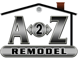 A2Z Remodel company logo featuring a house roofline, the text 'A2Z' with a '2' in the middle, and 'REMODEL' below.