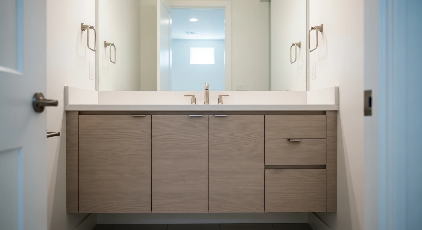 Bathroom vanity and mirror detail